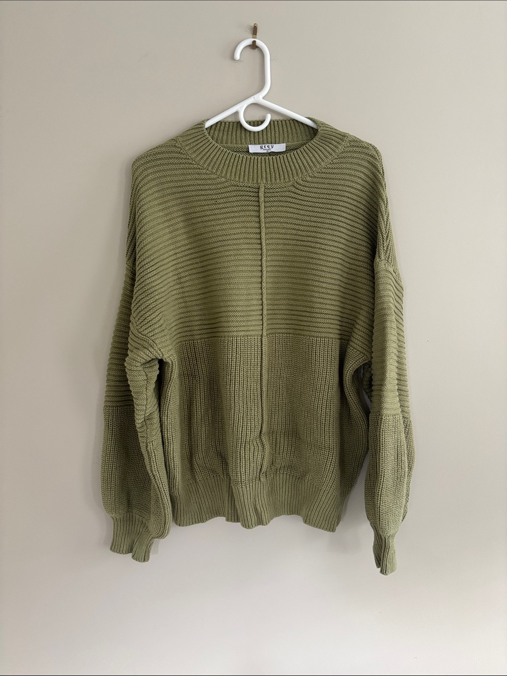 Olive Green Ribbed Knit Sweater